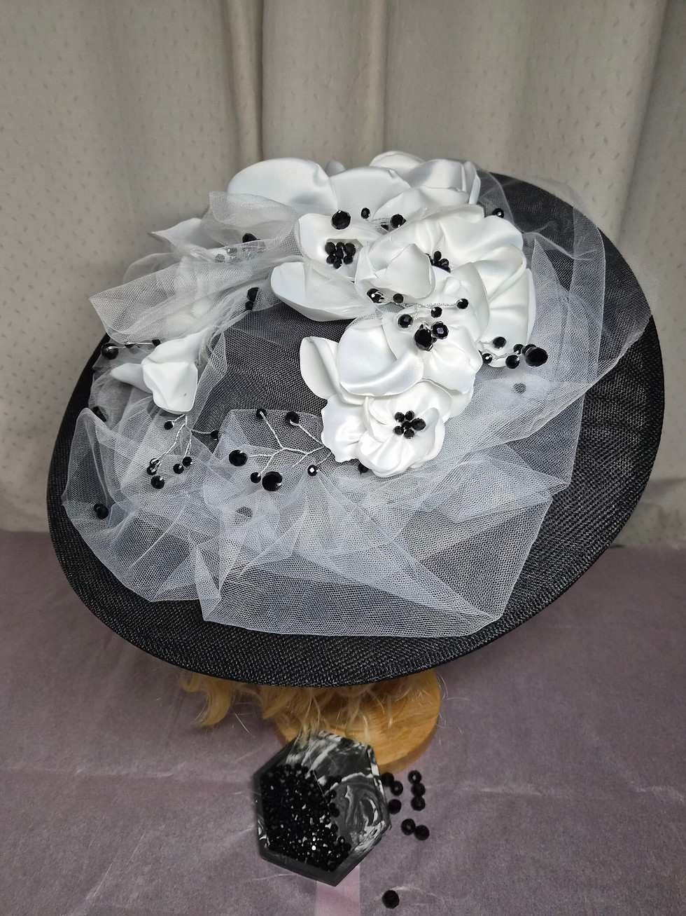 Thumbnail: Black & White Large Fascinator Hat