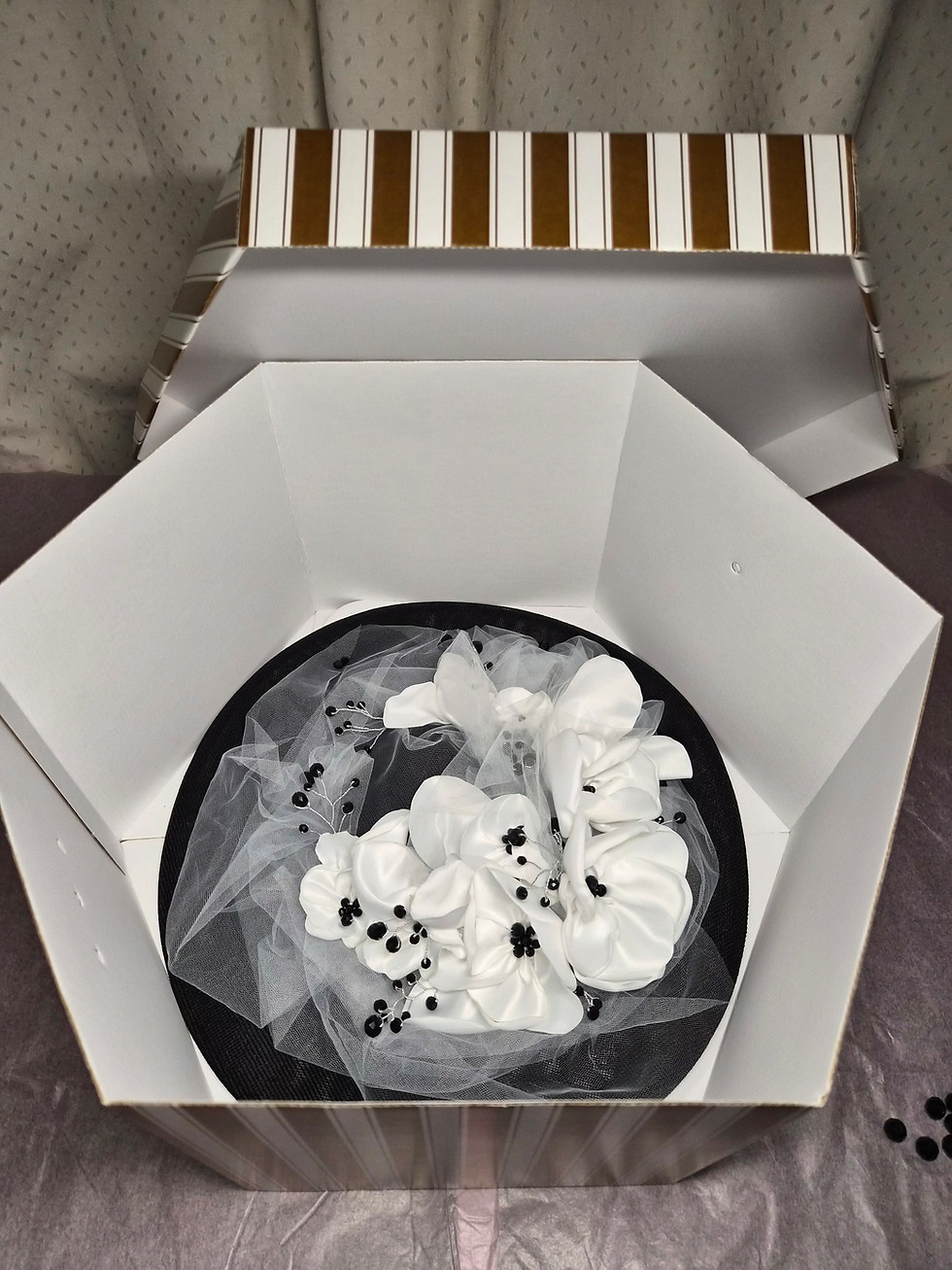 Thumbnail: Black & White Large Fascinator Hat