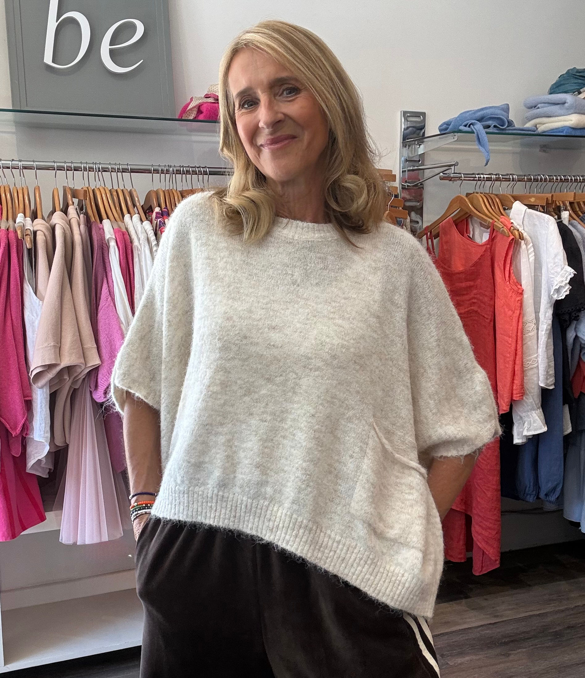 Parisian Style Stone Marl Slouchy Jumper