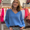 Thumbnail: Italian Collection Cornflower Alpaca V-Neck Boxy Jumper