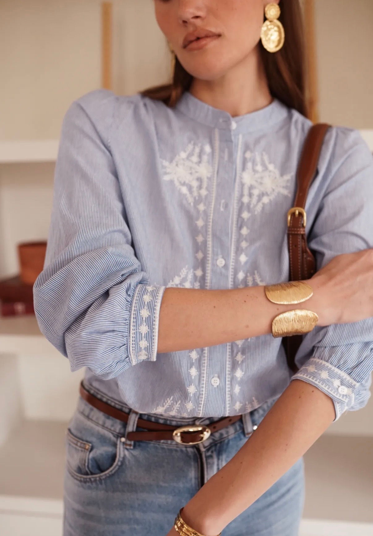 In April 1986 Blue Pinstripe Embroidered Shirt