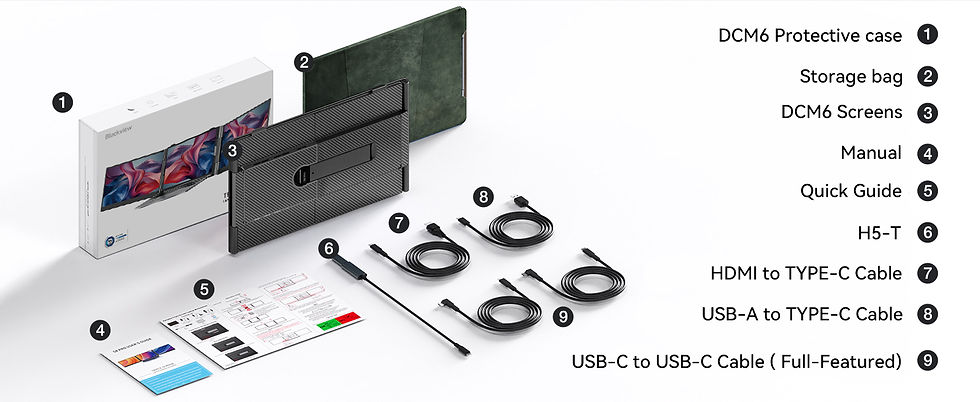 Miniatura: 14 Inch Portable Monitor Blackview DCM6 Triple Laptop Screen Extender,1080P FHD 