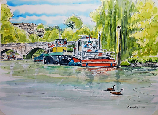 St Margaret's island, watercolour & ink painting