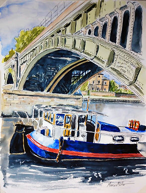 Richmond Rail Bridge, watercolour & ink painting
