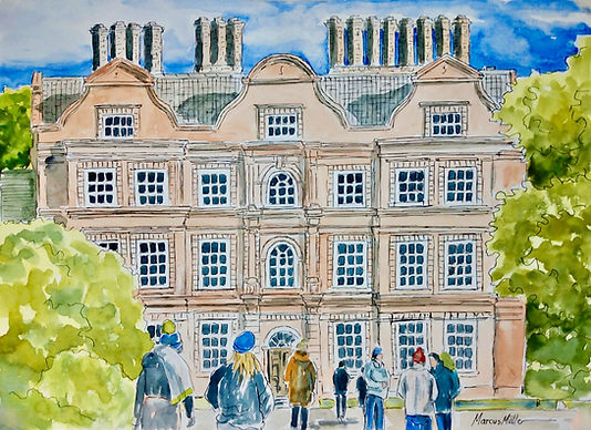 Kew Gardens - Red Palace, watercolour & ink painting