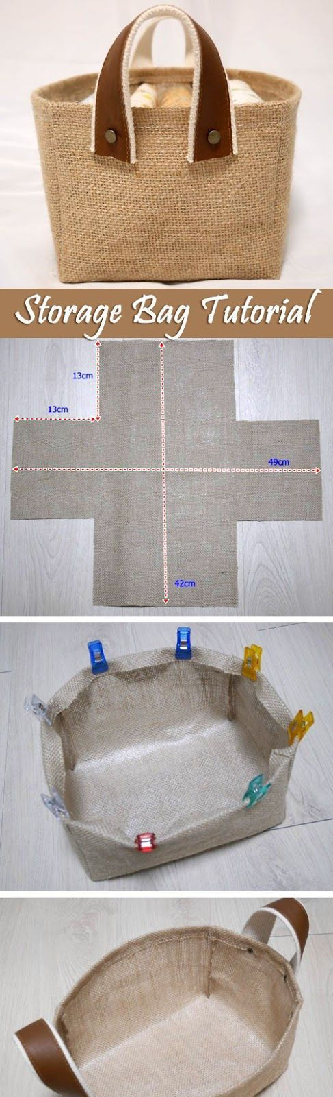 Storage Fabric Burlap Box Pattern and Tutorial. Bag Step by step photo tutorial…: