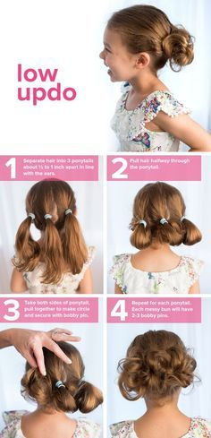 Easy Low updo hairstyle for kids. Must try! rhythmicfitcali.com: