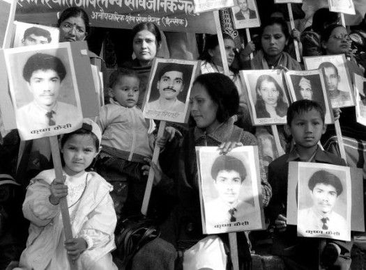 Nepal'de zorla kaybedilen kişiler için düzenlenen bir protesto