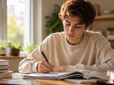 Etudiant qui prépare un examen