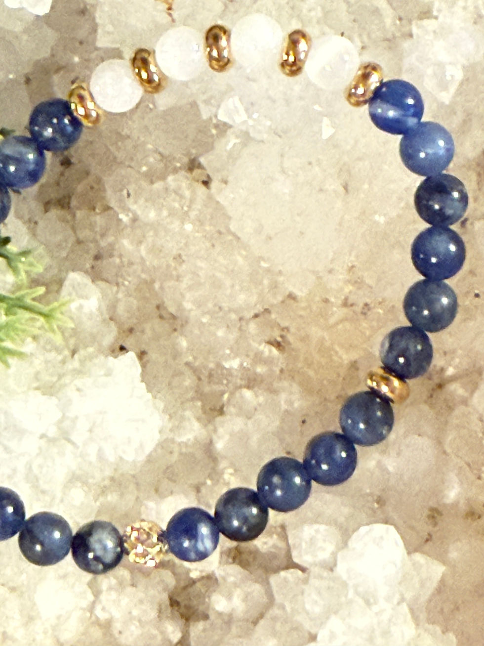 Miniature : Bracelet Pierres 6 mm Sodalite-Sélénite