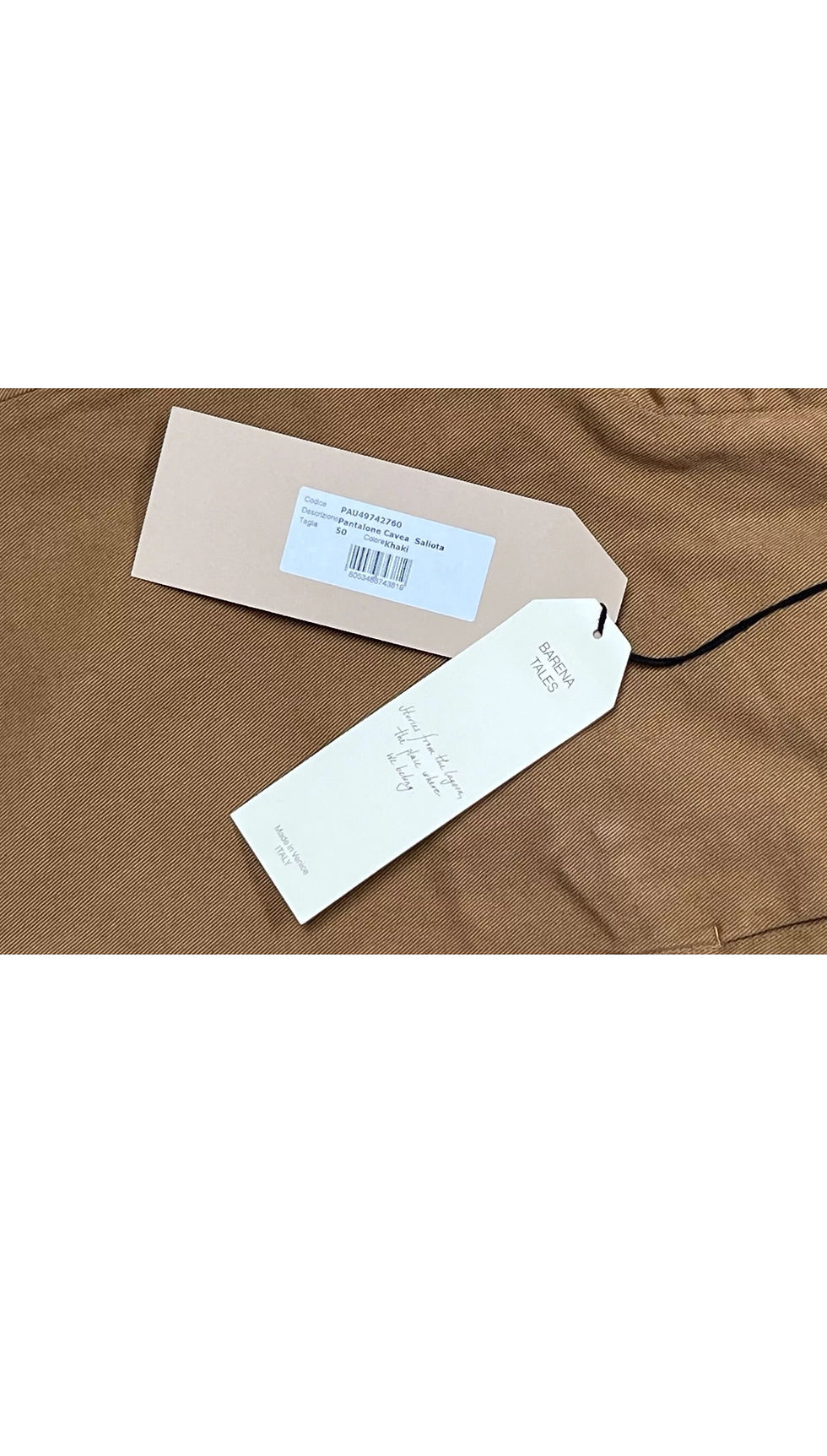 Thumbnail: Men's Barena Tan Cotton Twill Casual Trouser Pants Size 32