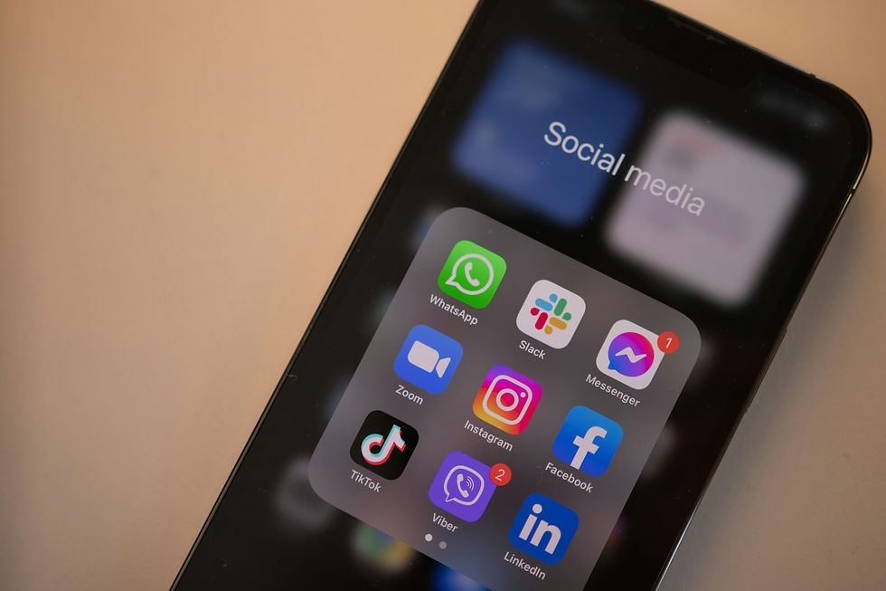 photo of a phone screen with a folder full of social media apps