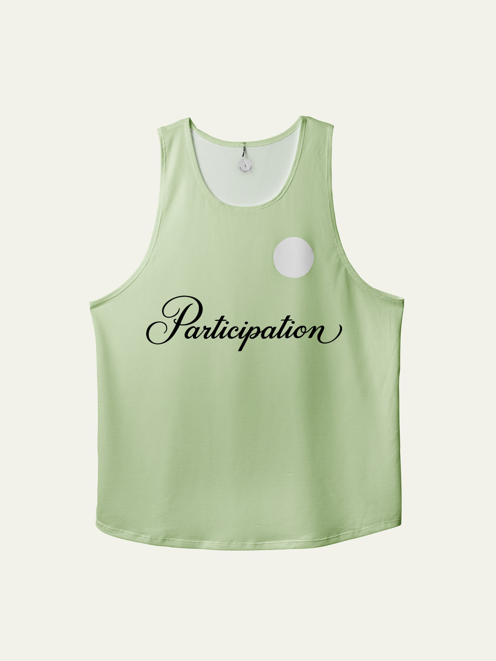 Exercise Singlet · singlet para correr verde menta · vista frontal con logotipo Participation