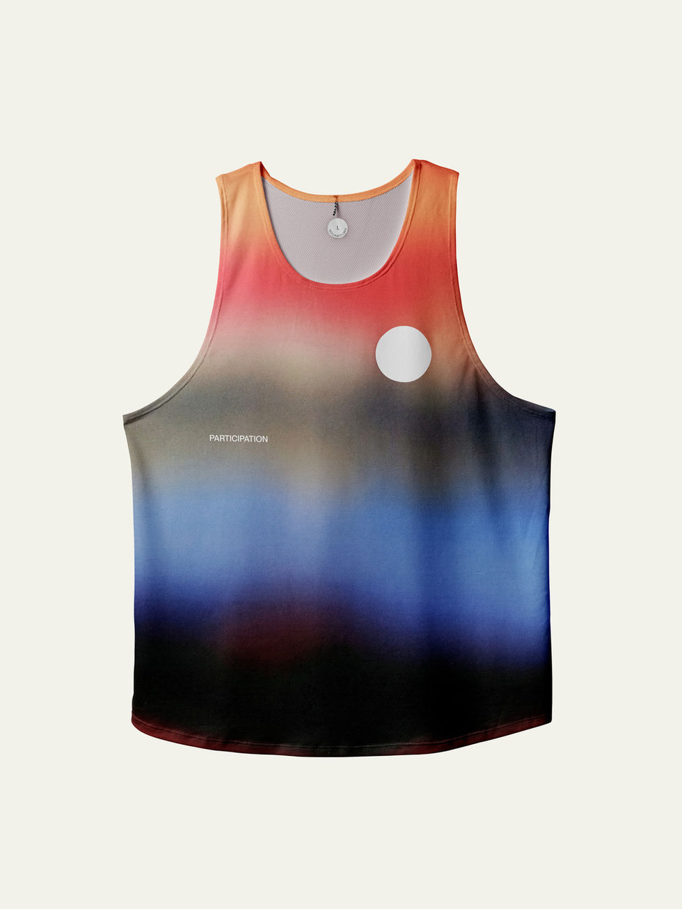 Dawn Singlet · singlet para correr amanecer naranja y azul · vista frontal