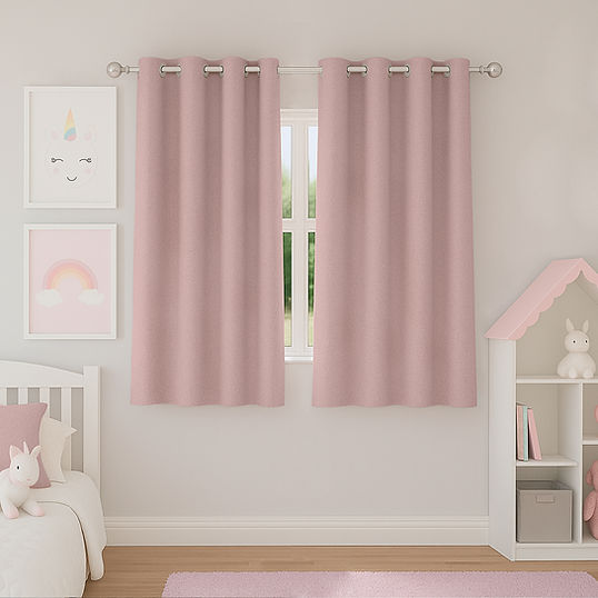 Clear High Res Product Image of Austin Blush curtain in a bedroom setting