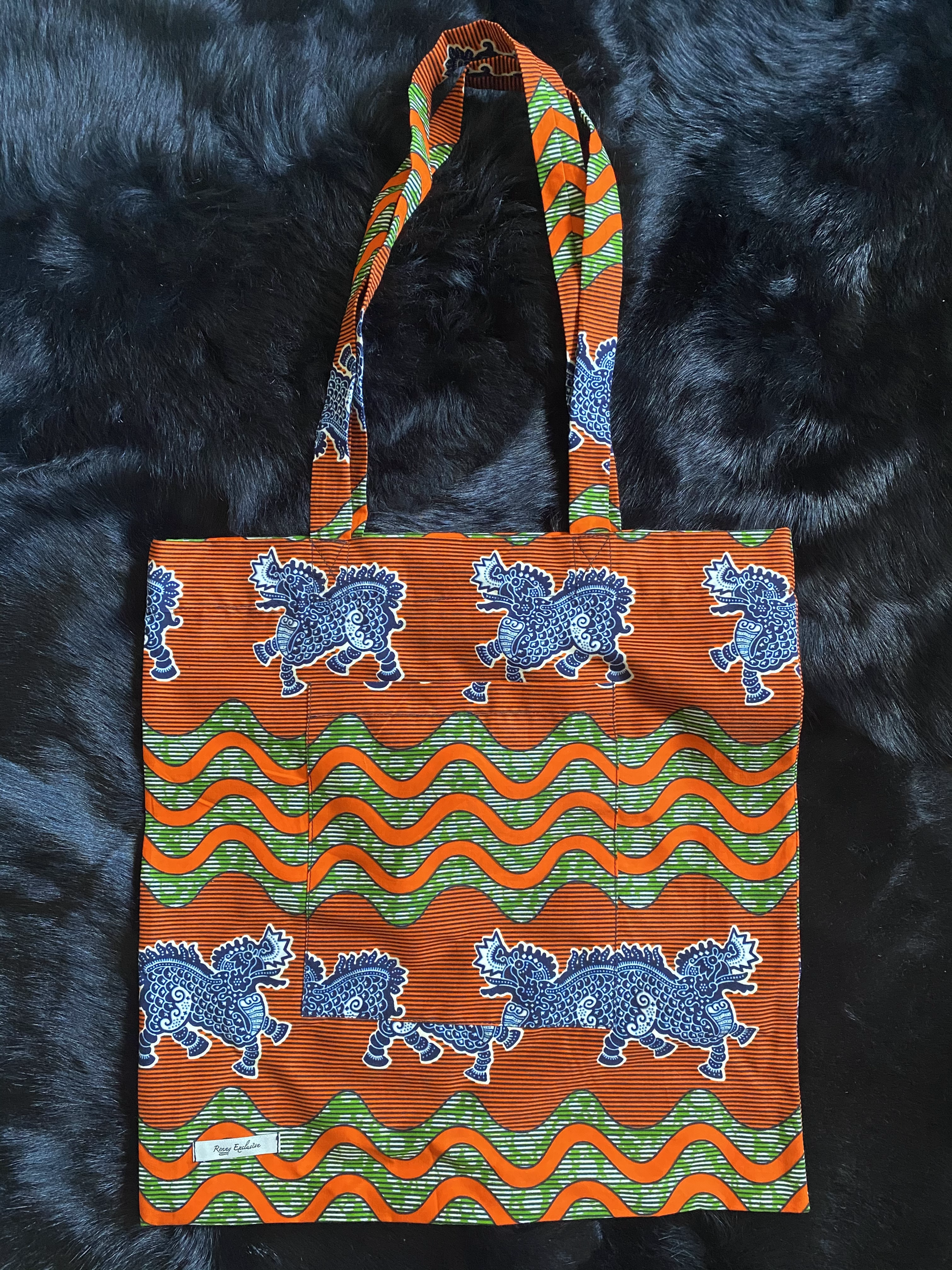 Dragon Wave Print Book Bag