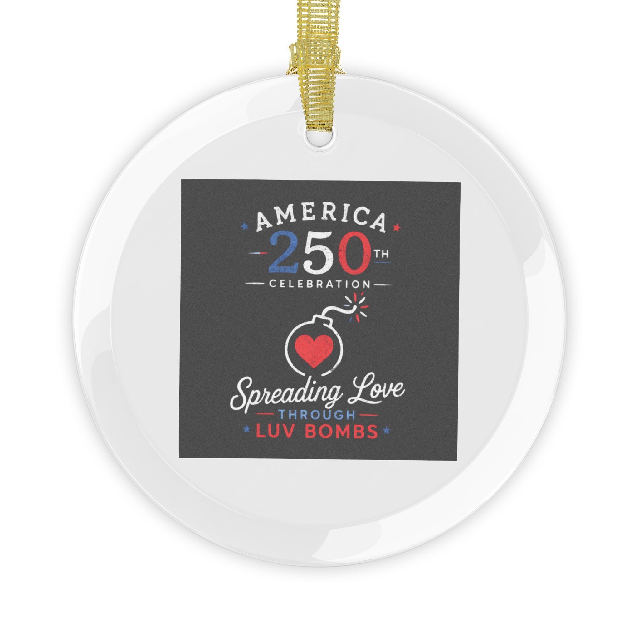 America's 250th Glass Ornament — Patriotic 250th Anniversary Window Decoration