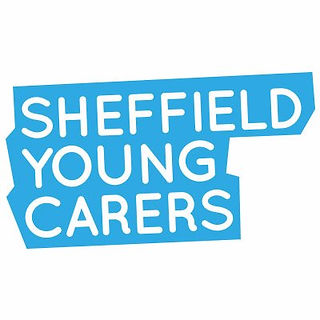 Logo of Sheffield Young Carers. White text on blue block background.