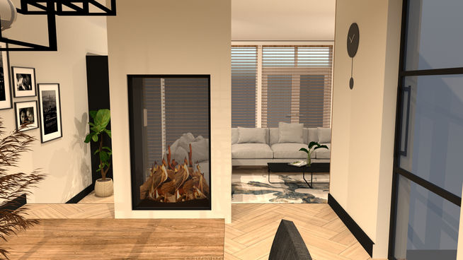 Woonkamer luxe met vrijstaande haard