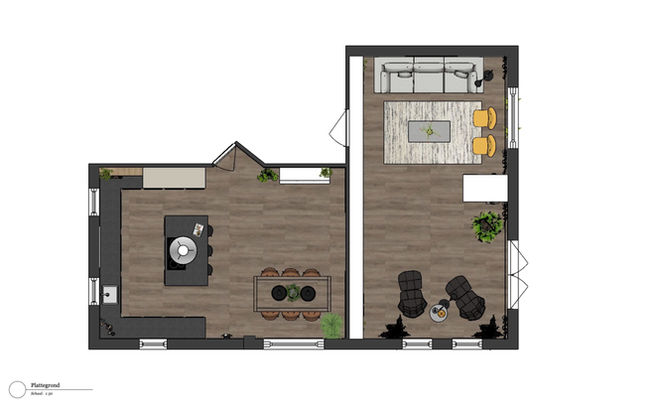 Plattegrond landelijk industrieel interieur. #interieuradvies 