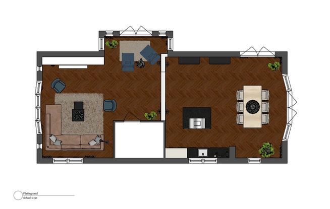 Plattegrond interieurontwerp jaren 30 huis