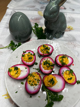 Pink Deviled Eggs