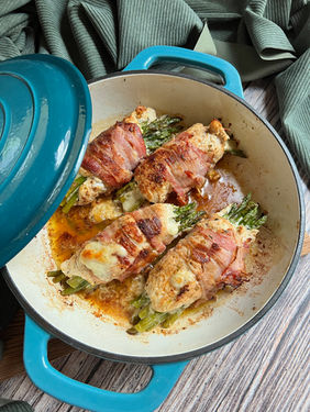 Hähnchenbrust Päckli mit Spargel
