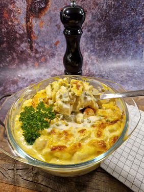 Spätzle Auflauf mit Hühnchen und Gemüse