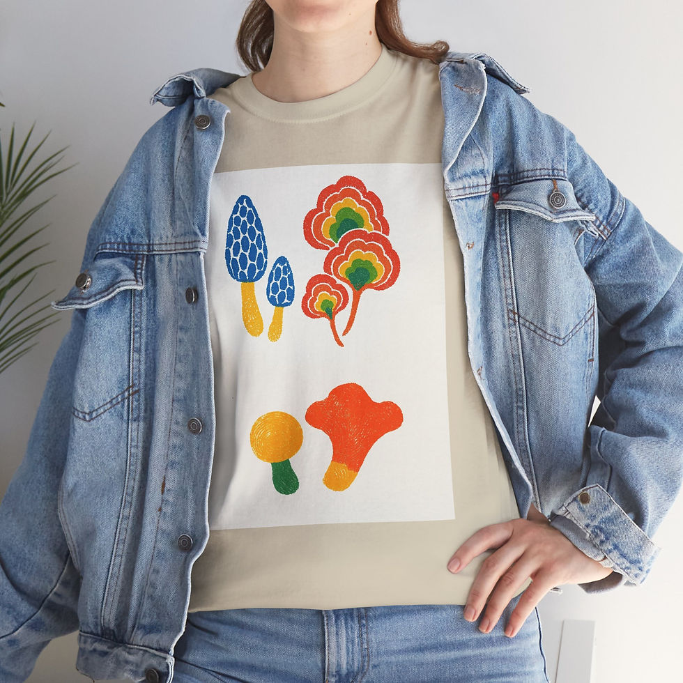 Thumbnail: Mushroom Art Tee – Colorful Abstract Fungi Graphic T-Shirt