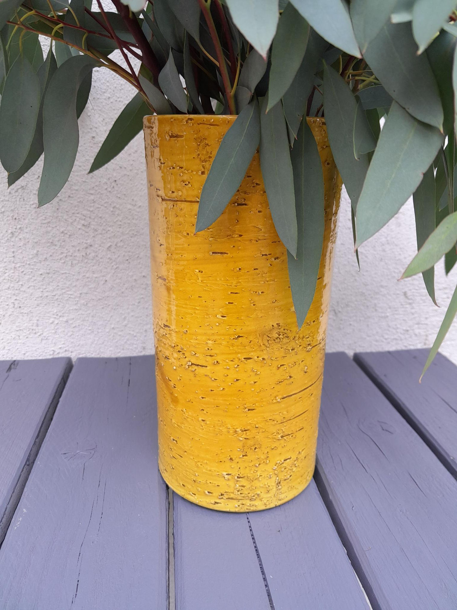 Vintage Bitossi Aldo Londi style -ITALIAN yellow vase - Brutalist design.
