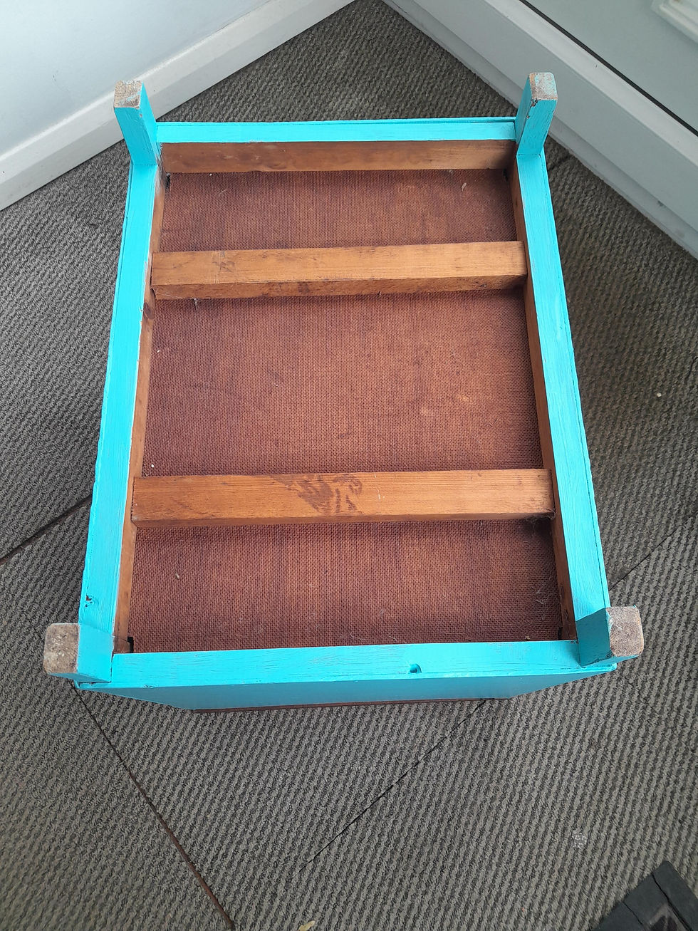 Thumbnail: SOLD .......Vintage Storage Blue painted box -  teak lid
