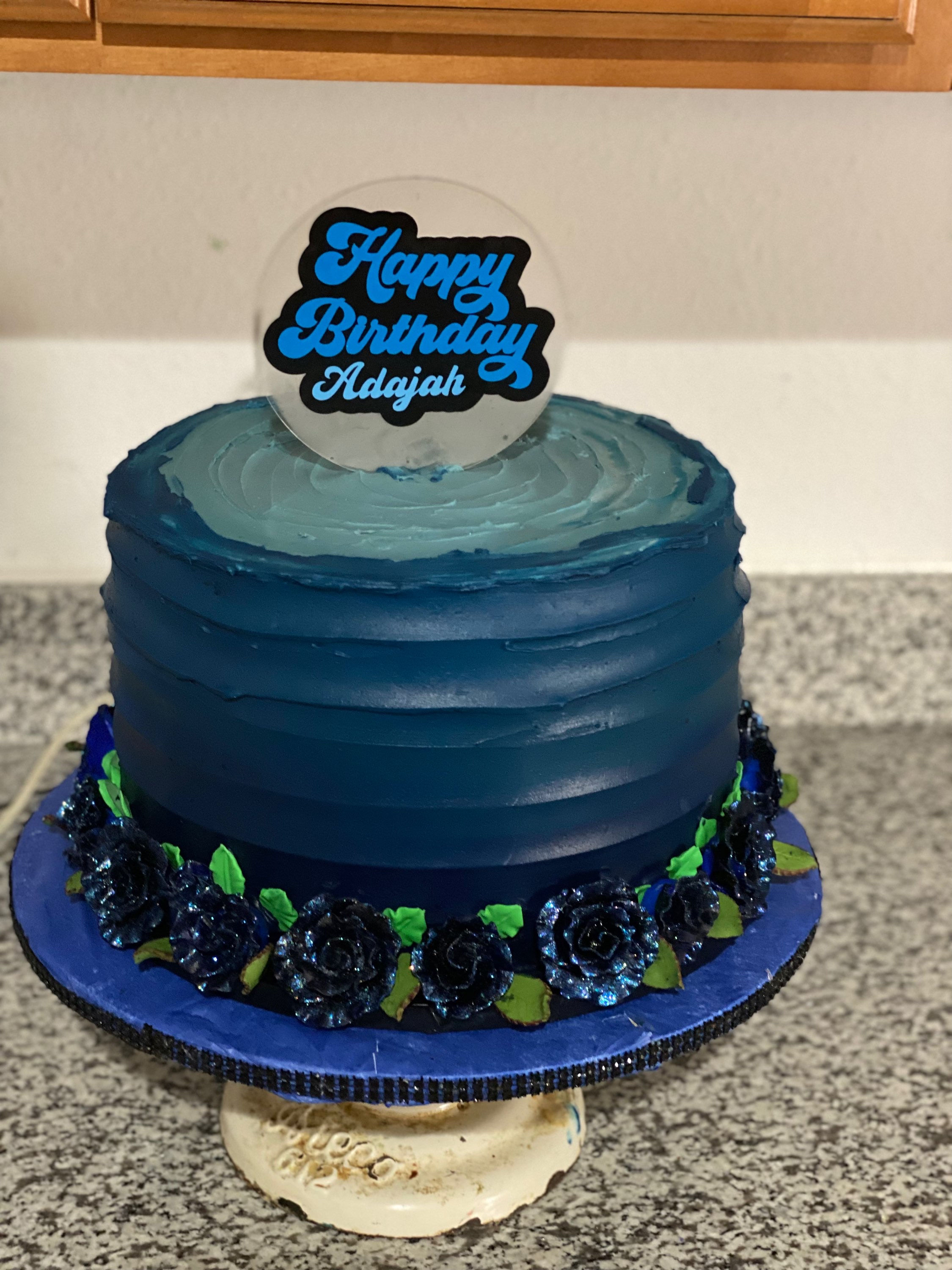 Shades of blue birthday cake