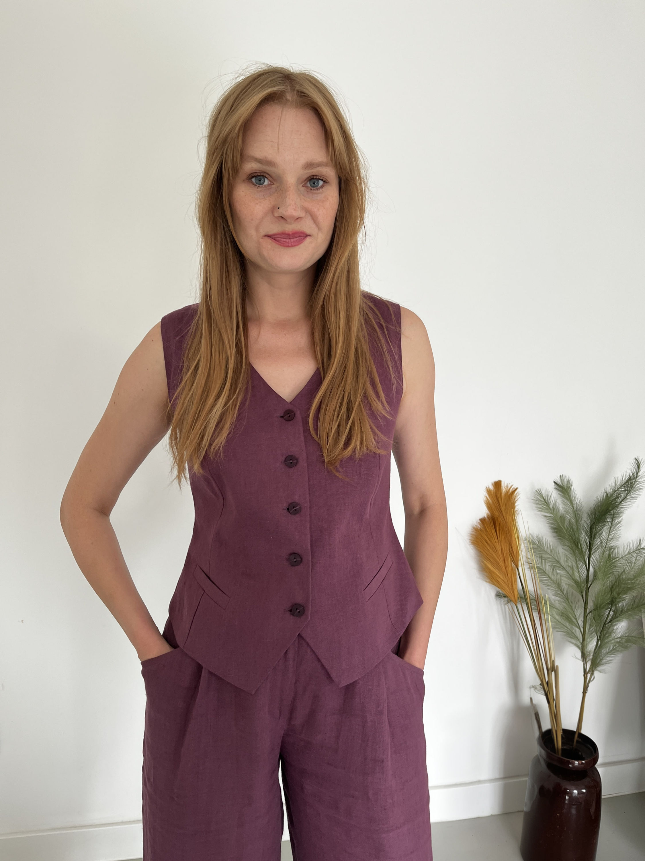 Lniana Kamizelka Garnitur