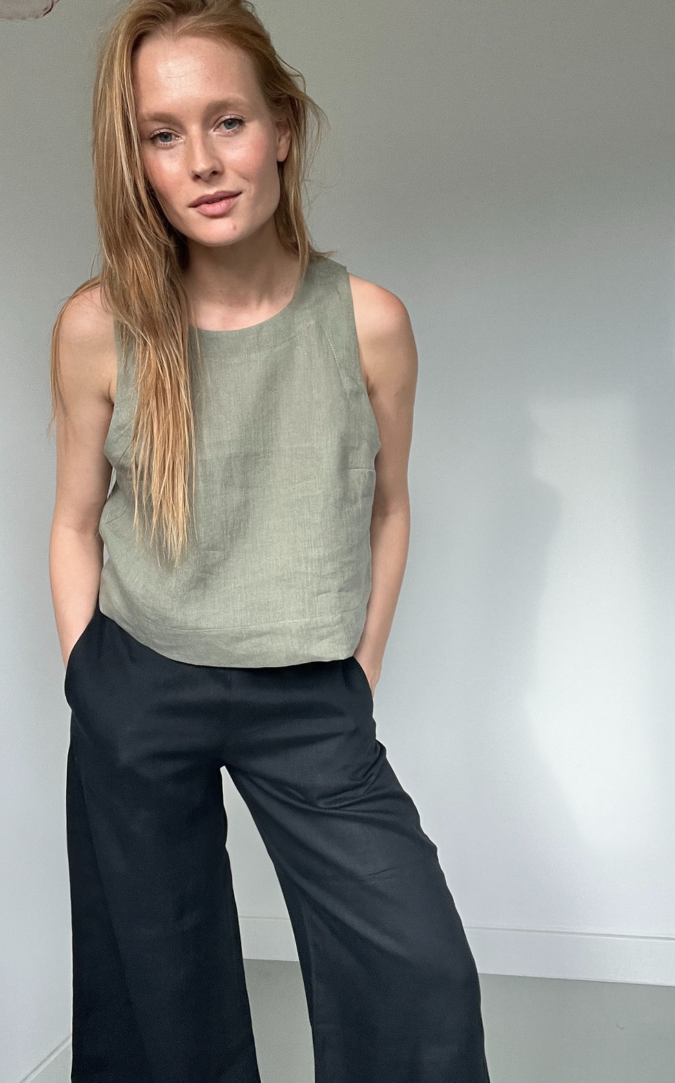 Miniatura: Lniany Top Simplicity Zielony