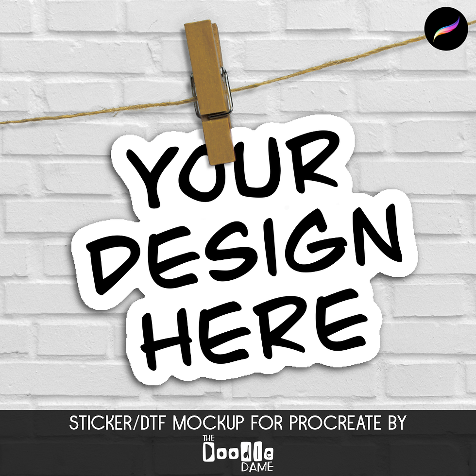 Peg on string sticker mockup for Procreate