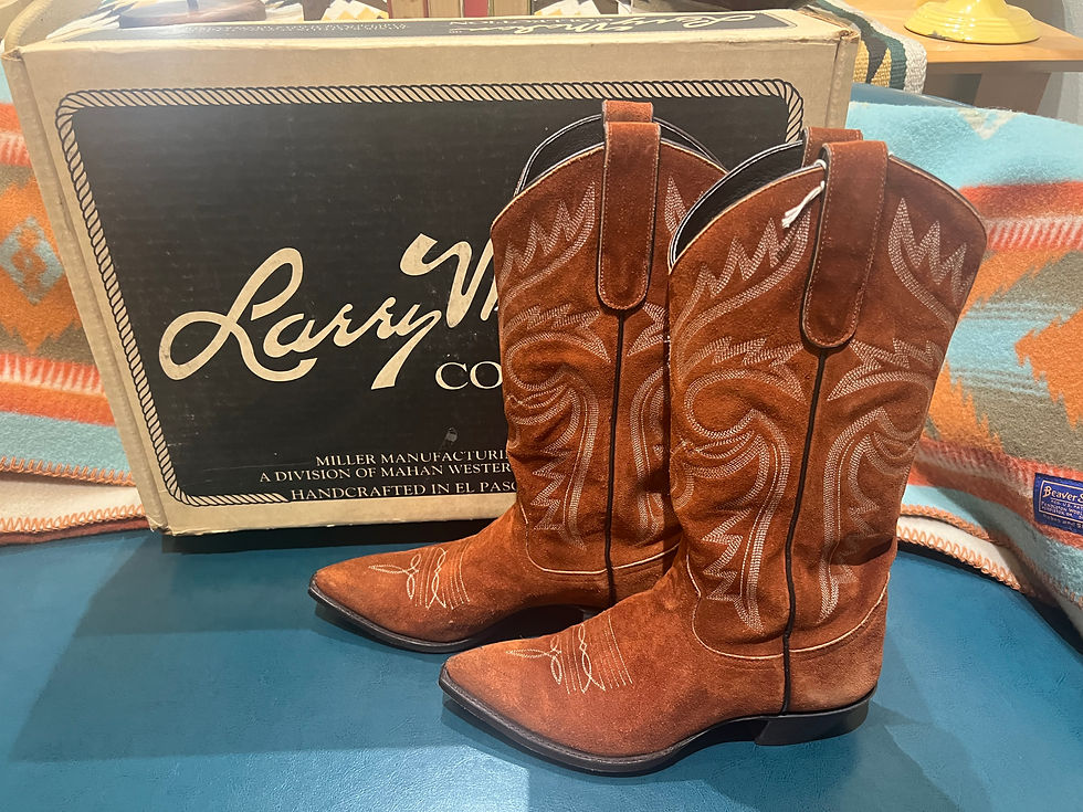 Thumbnail: Larry Mahan Frosted Velvet Boots- Rust, Sz 7B