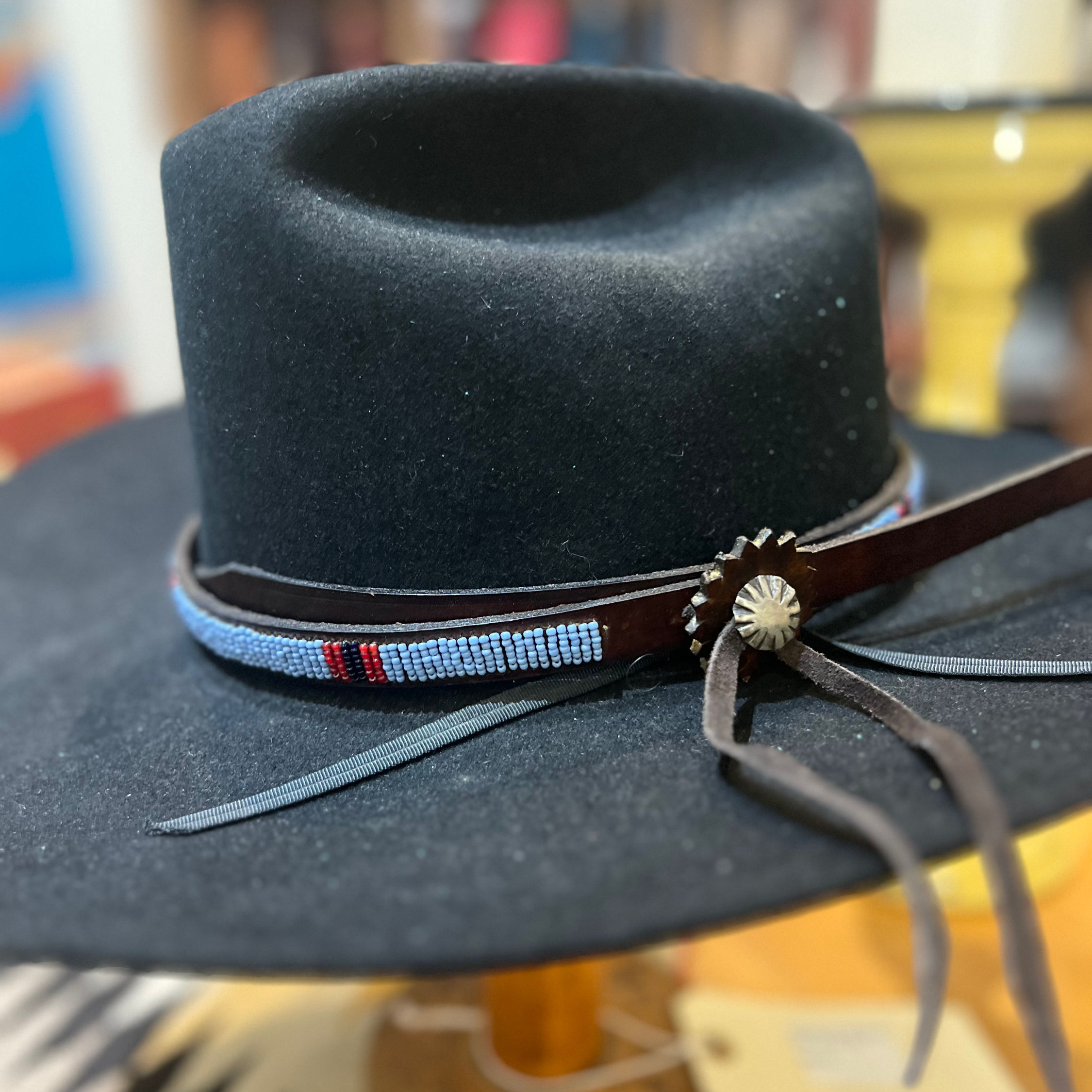 Custom Beaded Leather Hat Band - Robert Blanchet