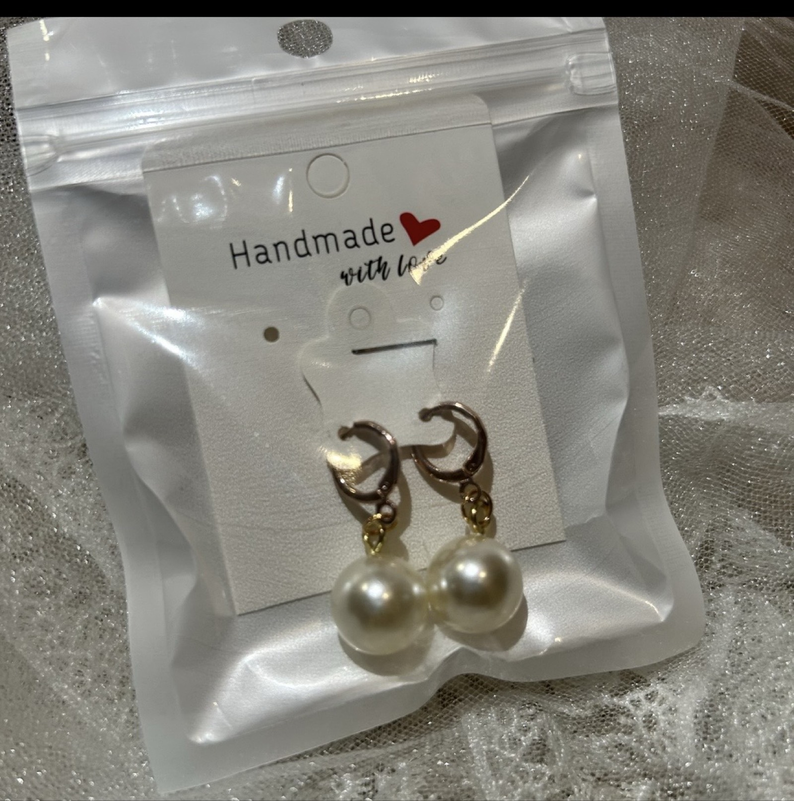 Handmade Pearl Drop Hoop Earrings