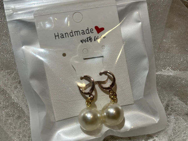 Handmade Pearl Drop Hoop Earrings