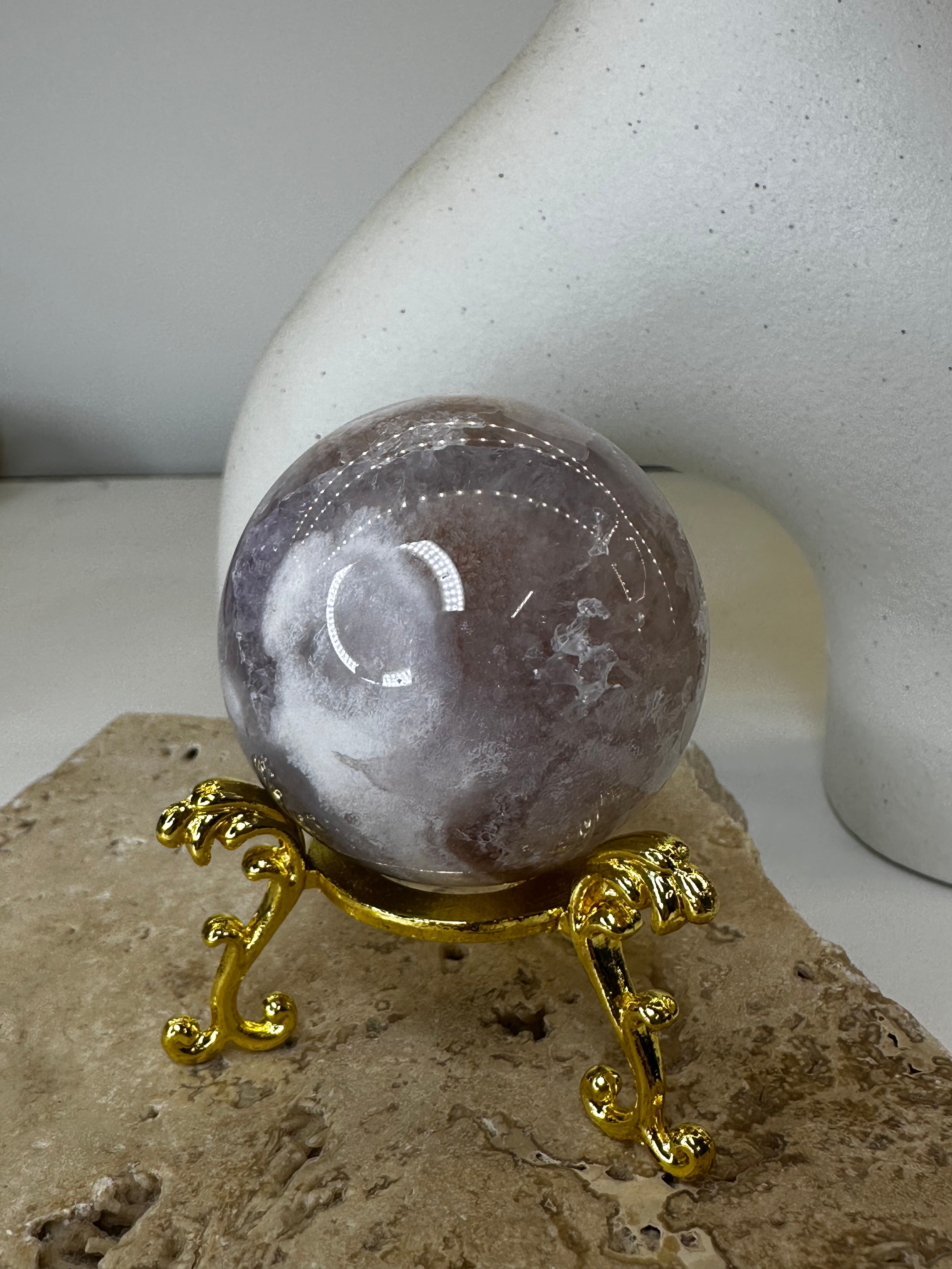 Pink amethyst flower agate sphere