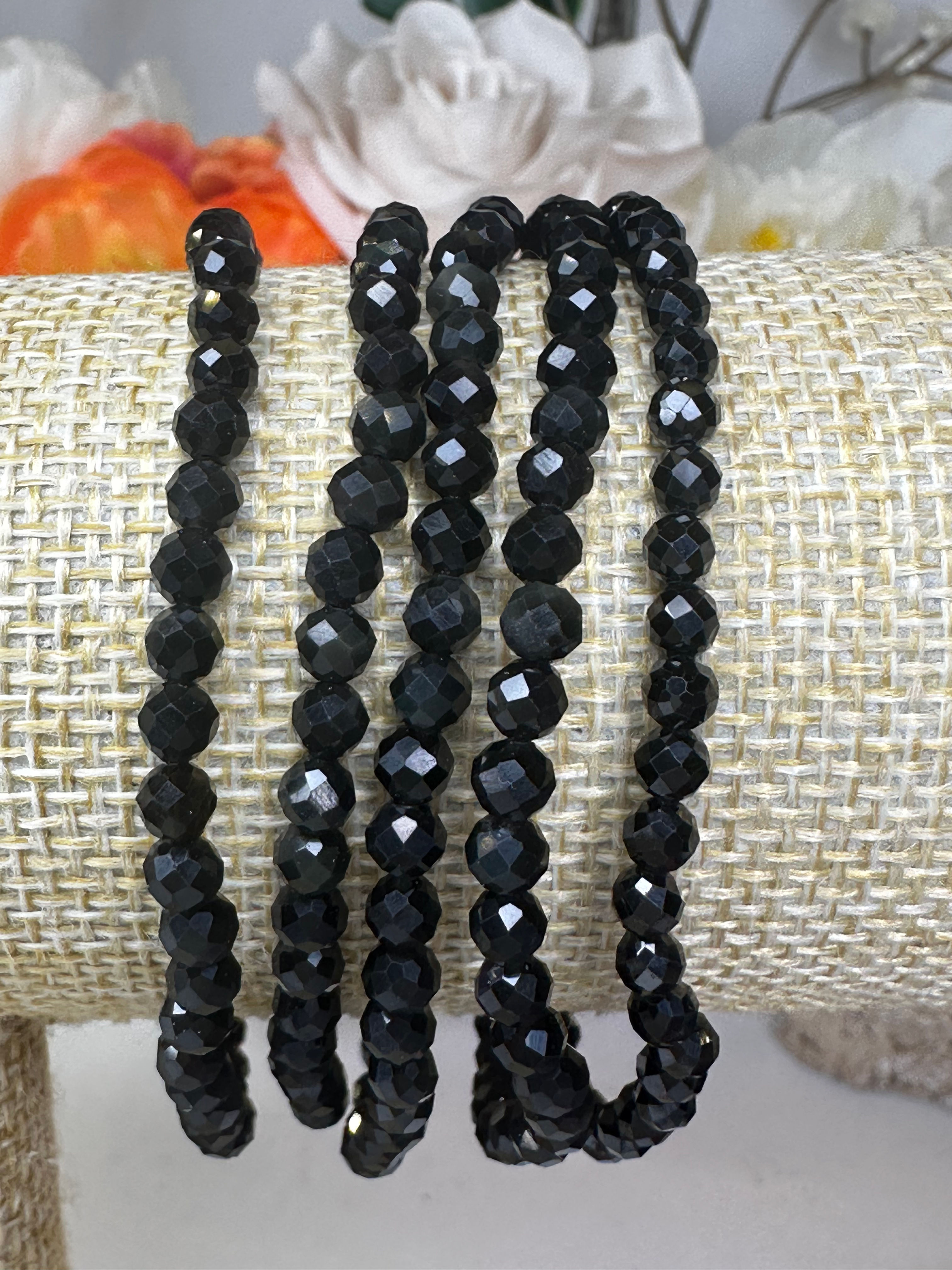Black obsidian faceted bracelet