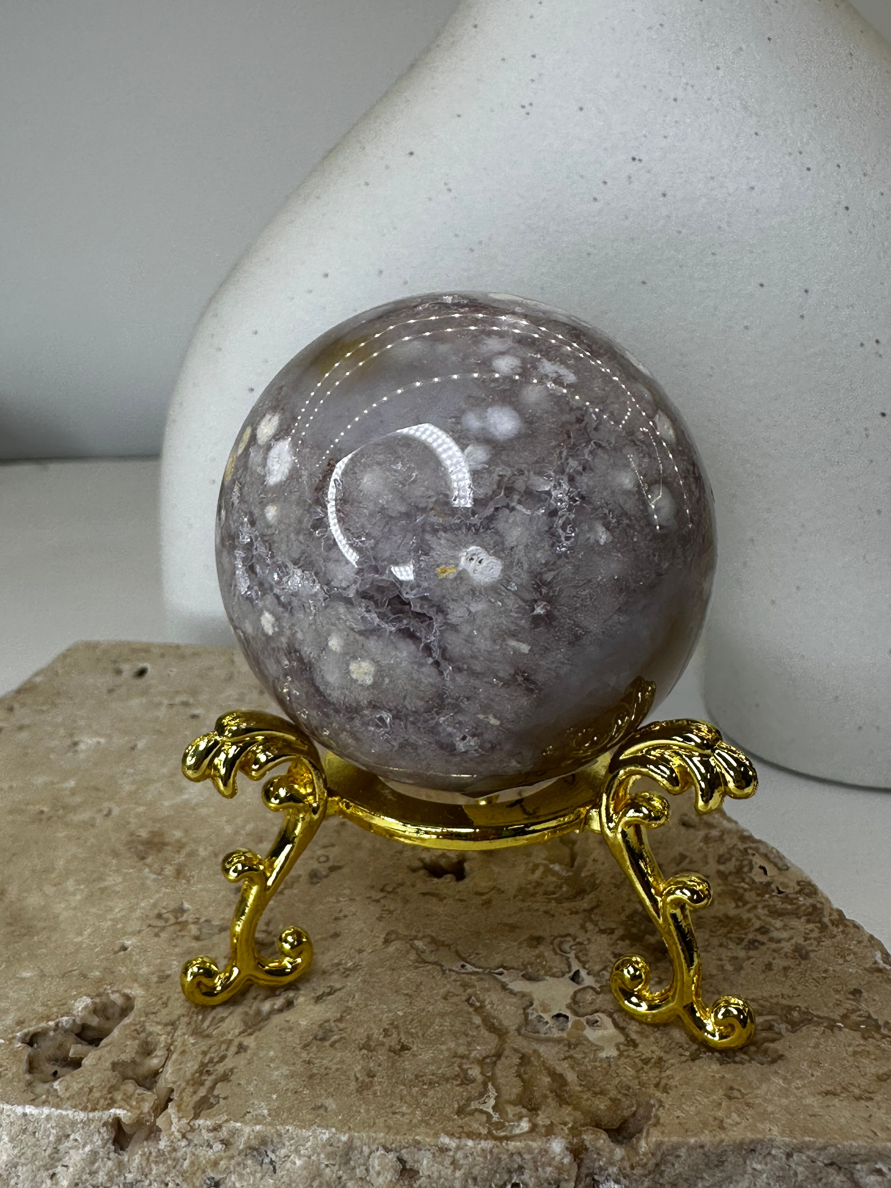 Pink amethyst flower agate sphere