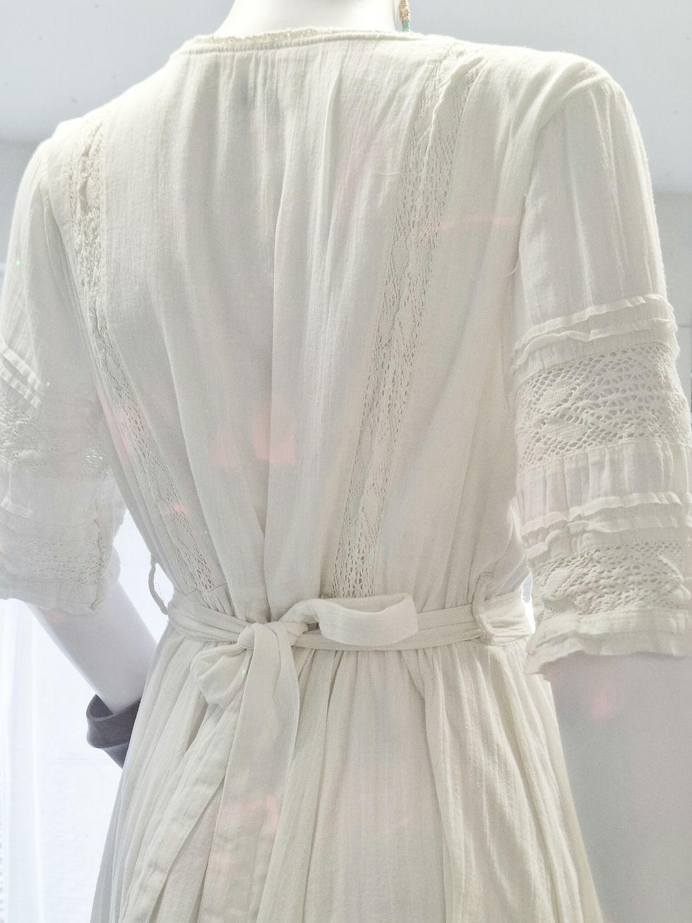 Thumbnail: Cute Superdry Ivory Peasant Crochet Full Skirt Tunic Mini Dress Small 14  Boho