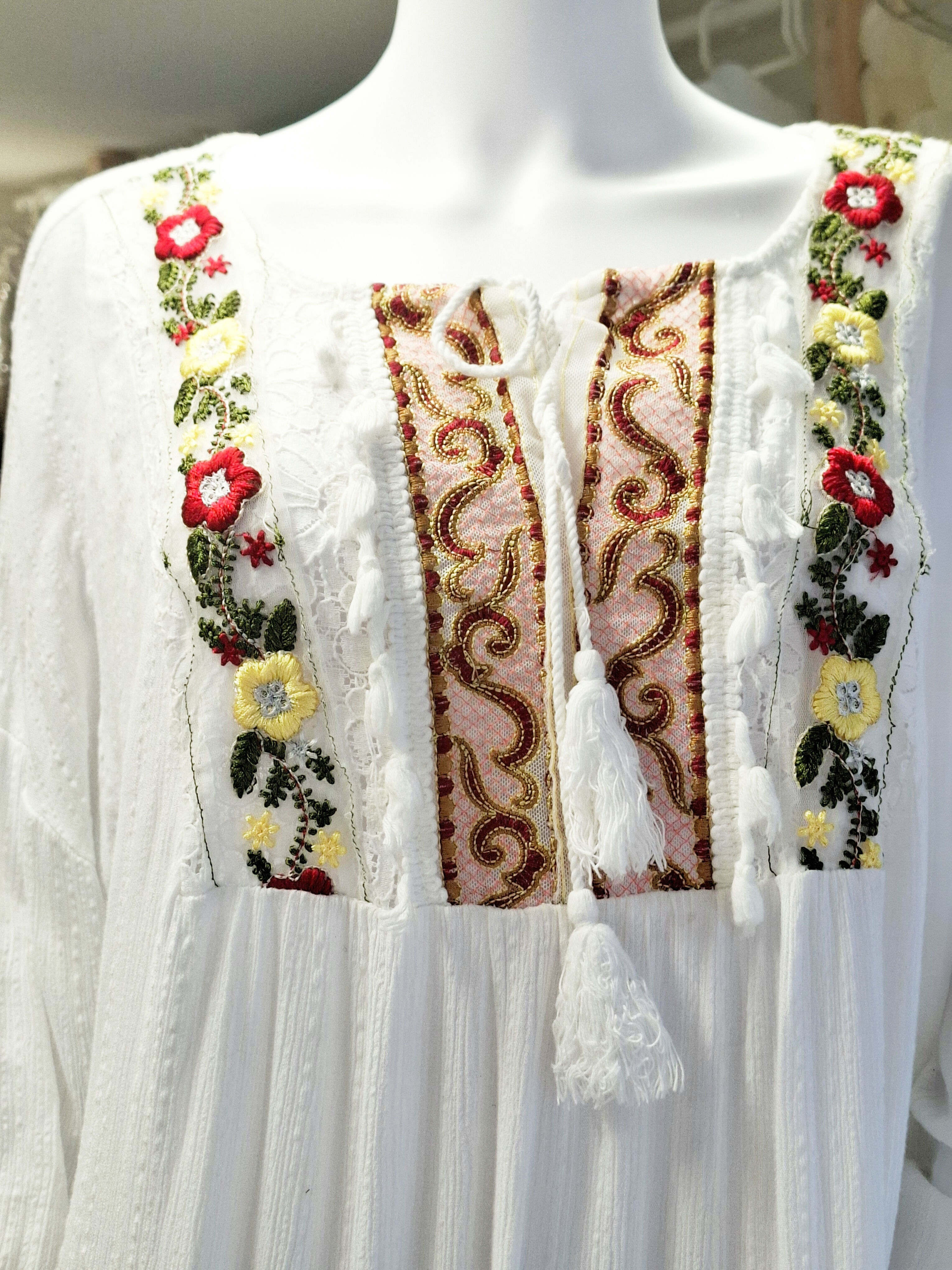 Made In Italy Pinka Boho Embroidered Lace Tunic Top Beach Cover L