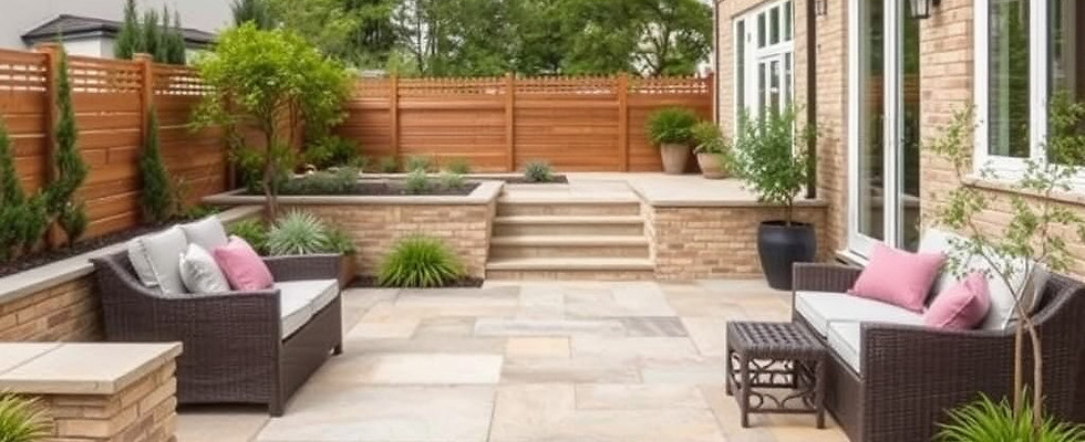 professionally laid sandstone patio