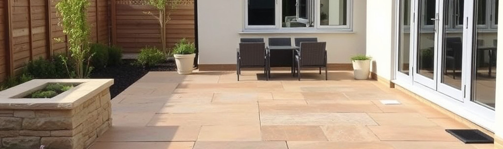 Modern sandstone patio garden