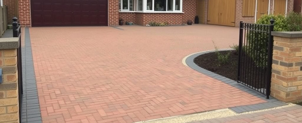 Professionally laid block paved driveway with decorative border