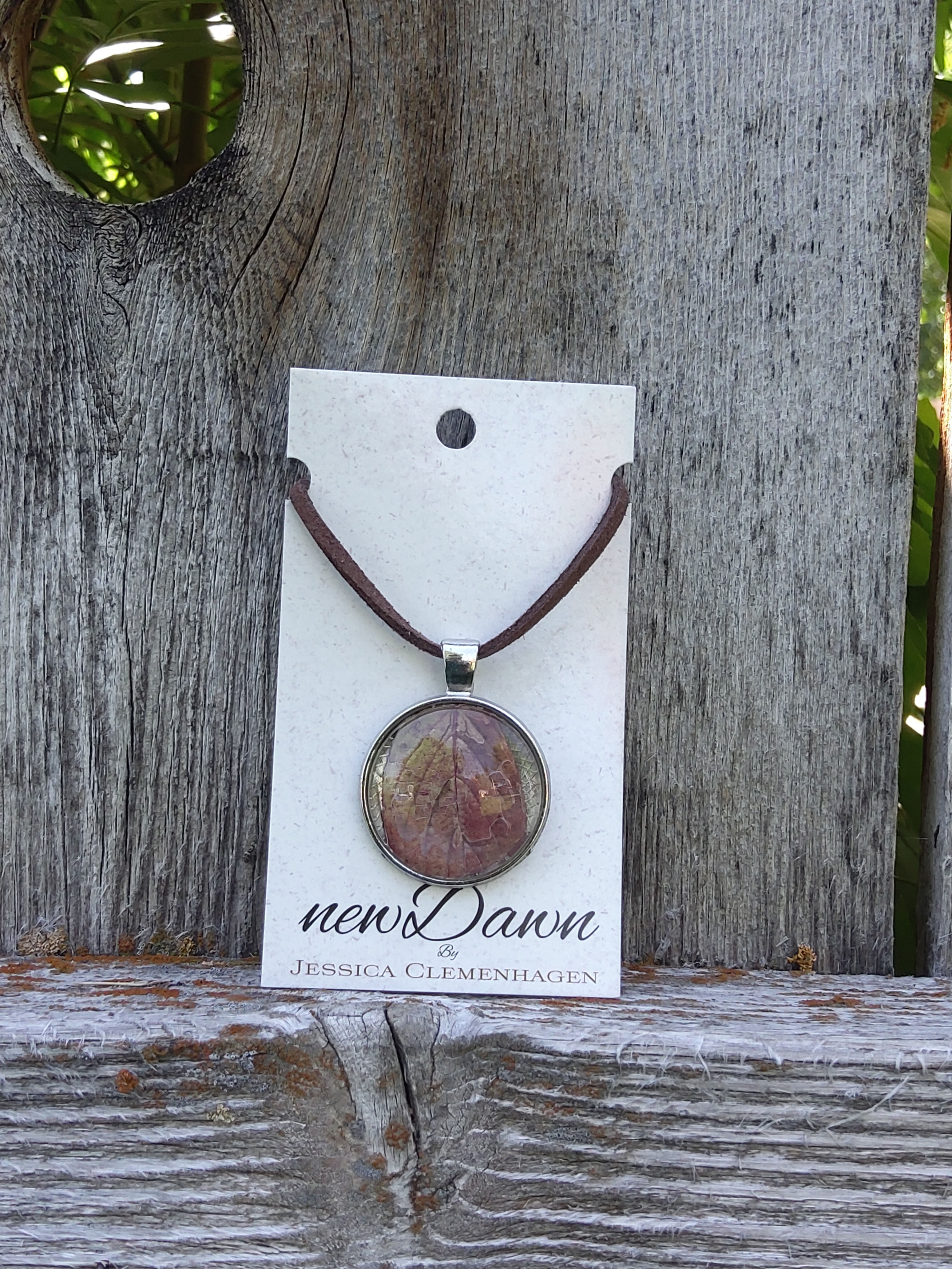 Pressed Petal necklace with 36 inch adjustable cord.