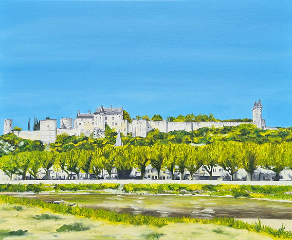 Peinture de la Forteresse Royale de Chinon et remparts