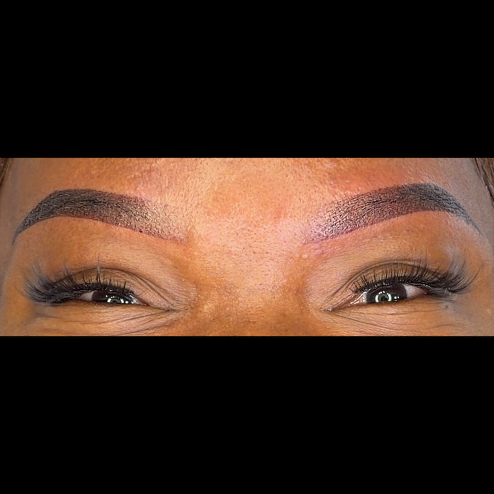 Close-up view of softly shaded ombre eyebrows